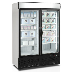 White Vertical Freezer Showcase - 2 Glass Doors - 930 L TEFCOLD | Fourniresto