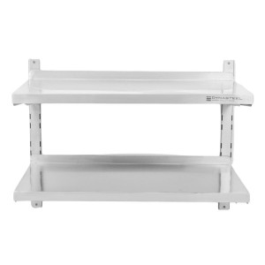 Zidna polica od nehrđajućeg čelika na nosačima 2 razine - L 1200 x P 400 mm - Dynasteel