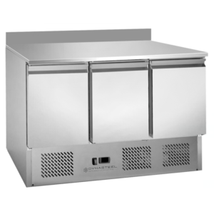 Table Réfrigérée Positive GN 1/1 Avec Dosseret - 3 Portes - Dynasteel