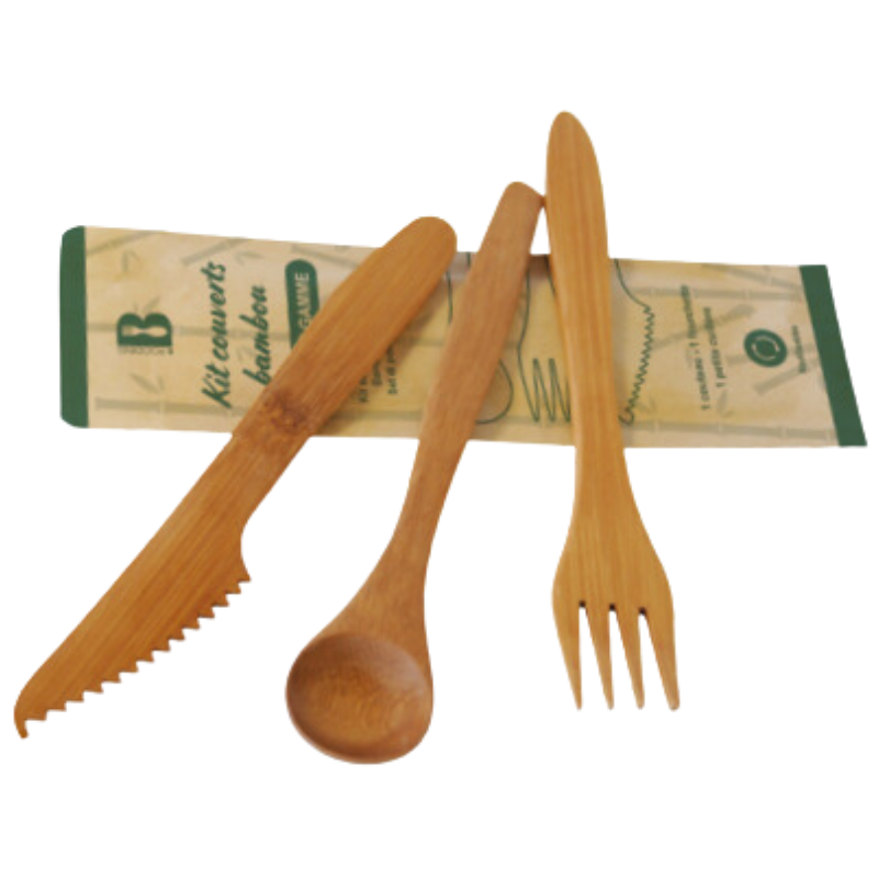 Couverts en bambou Luxe - Kit 3 pièces : Couteau, Fourchette, Cuillère - Lot de 100 Eco responsable Couverts en bambou Luxe - Kit 3 pièces : Couteau, Fourchette, Cuillère - Lot de 100 Eco responsable