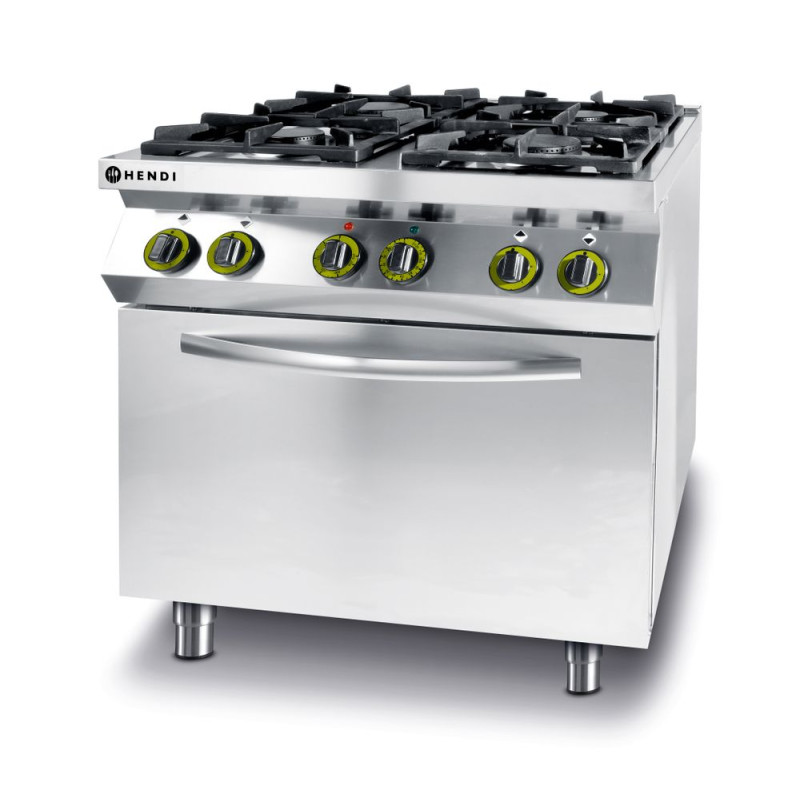 Kitchen Line Cooker - 4 burners with electric convection oven GN 1/1 - Brand HENDI - Fourniresto Kitchen Line Cooker - 4 burners with electric convection oven GN 1/1 - Brand HENDI - Fourniresto