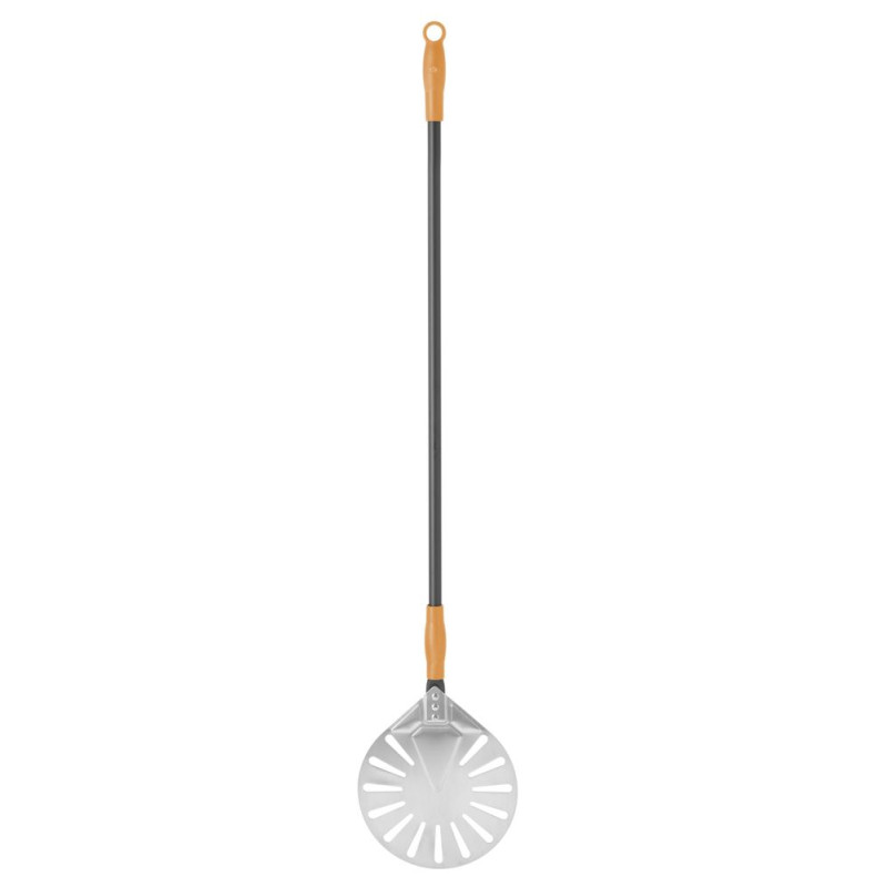 Pelle à Pizza Ronde Perforée en Inox - 1200 x 230 mm Pelle à Pizza Ronde Perforée en Inox - 1200 x 230 mm