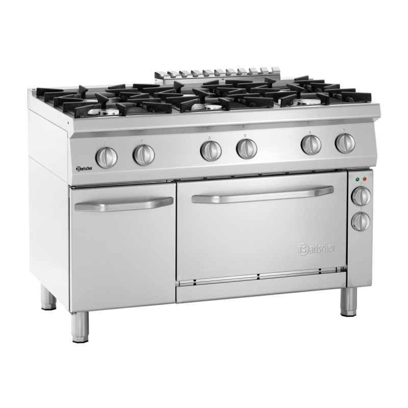 Six-burner stove with electric oven GN 1/1 and Series 700 cabinet Six-burner stove with electric oven GN 1/1 and Series 700 cabinet