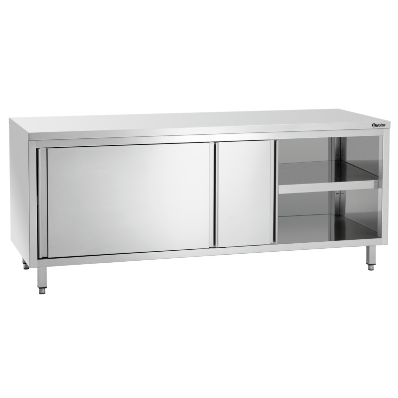 Stainless Steel Cabinet with Sliding Doors and Shelf - L 2000 mm Stainless Steel Cabinet with Sliding Doors and Shelf - L 2000 mm