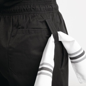 Hlače za kuhinju Easyfit crne boje s Teflon premazom - Veličina XS - Whites Chefs Clothing - Fourniresto