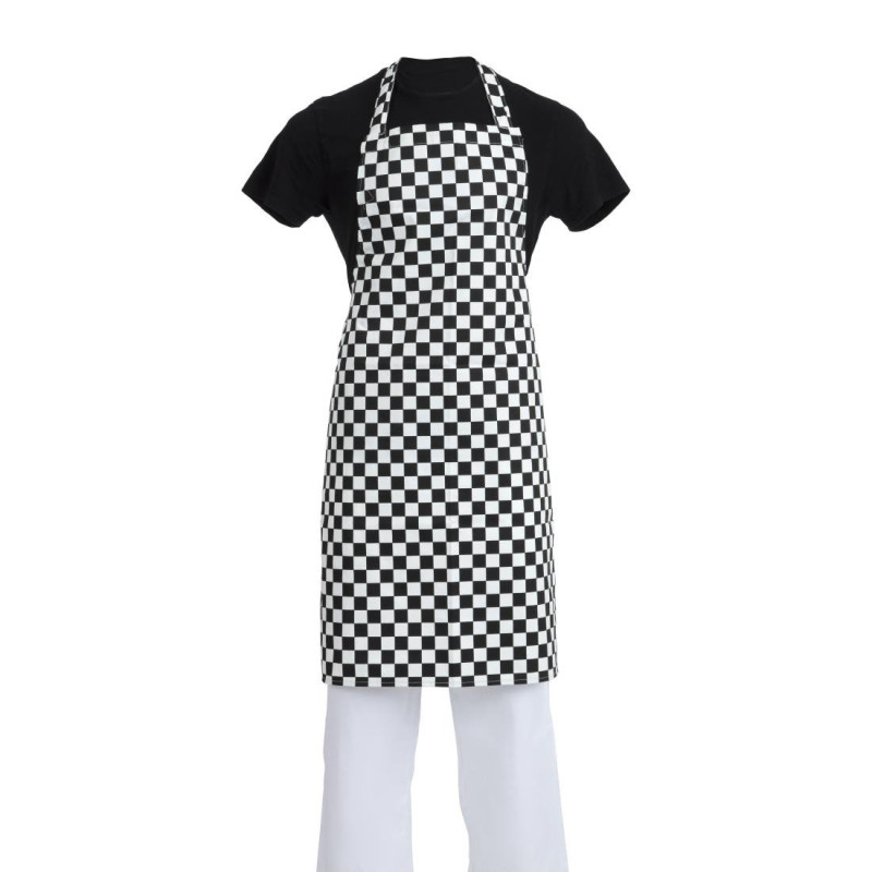Tablier Bavette À Carreaux Noirs Et Blancs 970 X 710 Mm - Whites Chefs Clothing - Fourniresto Tablier Bavette À Carreaux Noirs Et Blancs 970 X 710 Mm - Whites Chefs Clothing - Fourniresto