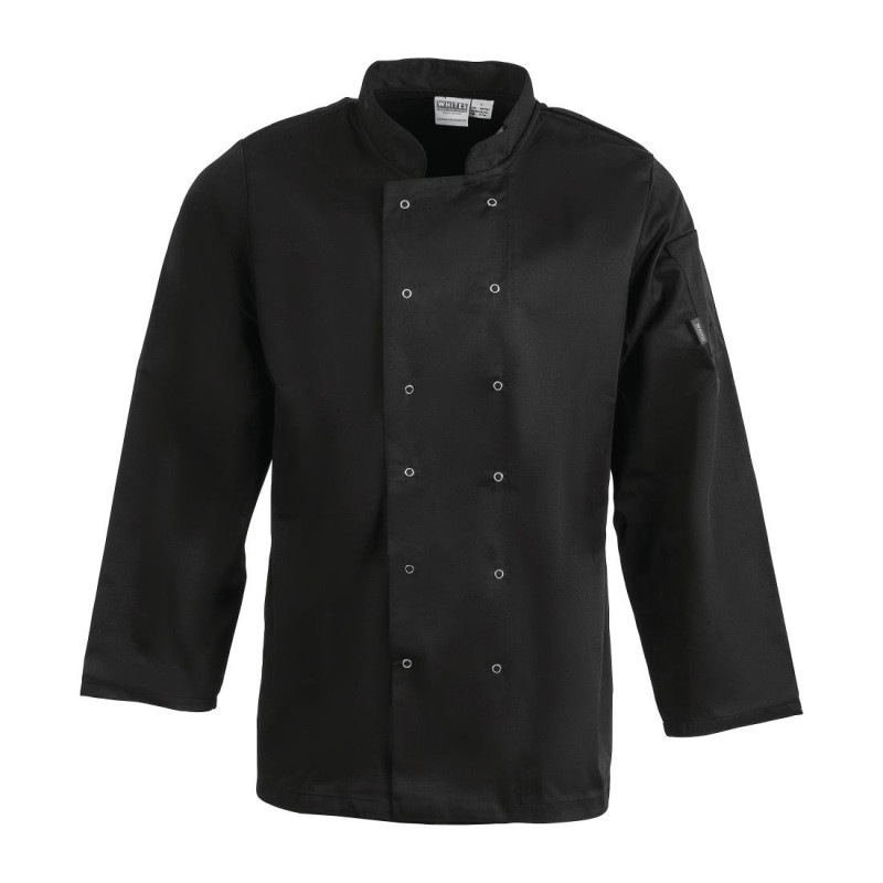 Unisex Black Long Sleeve Vegas Kitchen Jacket - Size S - Whites Chefs Clothing - Fourniresto Unisex Black Long Sleeve Vegas Kitchen Jacket - Size S - Whites Chefs Clothing - Fourniresto
