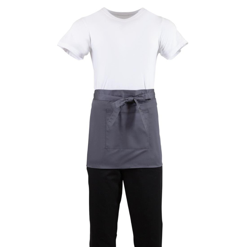 Short Anthracite Grey Polycotton Server Apron 750 x 373 mm - Whites Chefs Clothing - Fourniresto Short Anthracite Grey Polycotton Server Apron 750 x 373 mm - Whites Chefs Clothing - Fourniresto