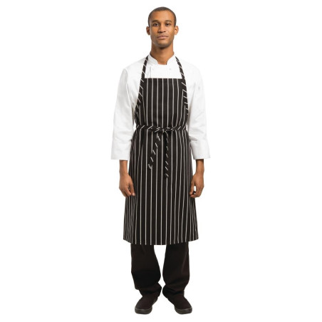 Pregača Bavette Premium s crnim i bijelim prugama - Chef Works - Fourniresto