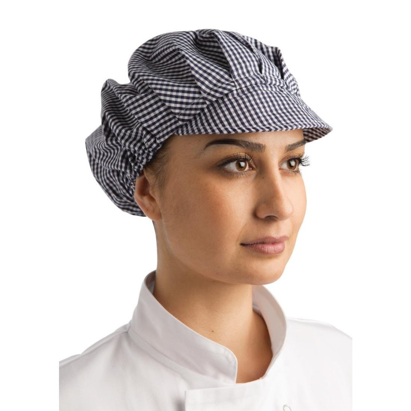 Charlotte s plavim i bijelim kariranim uzorkom od polikotona - jedna veličina - Whites Chefs Clothing - Fourniresto