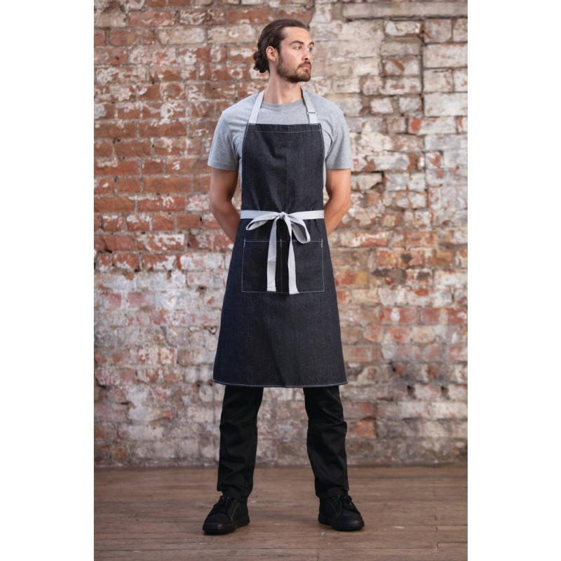 Tablier Bavette Denim Noir Southside en Polycoton 700 x 1000 mm - Whites Chefs Clothing - Fourniresto Tablier Bavette Denim Noir Southside en Polycoton 700 x 1000 mm - Whites Chefs Clothing - Fourniresto