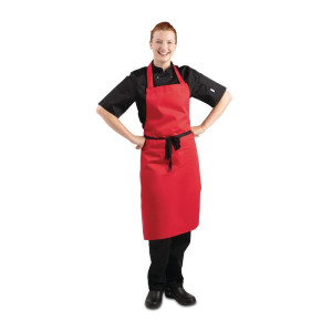 Pregača s naramenicama u crvenom polikotonu - Whites Chefs Clothing - Fourniresto