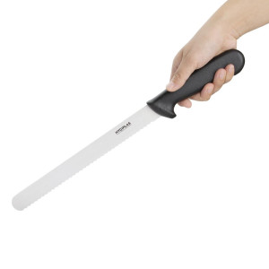 Nož za rezanje sa zupcima crne boje, oštrica 25,5 cm - Hygiplas - Fourniresto