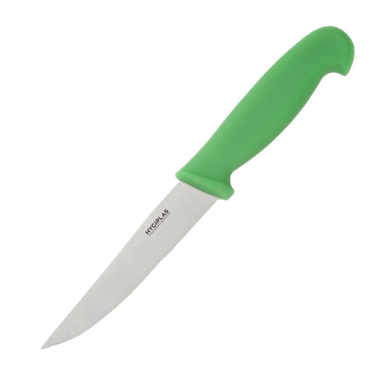Nož za povrće zeleni nazubljena oštrica 10 cm - Hygiplas - Fourniresto Nož za povrće zeleni nazubljena oštrica 10 cm - Hygiplas - Fourniresto