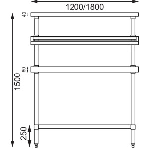 Stol za pripremu od nehrđajućeg čelika s podrškom za GN posude 1200 x 600 mm - Vogue - Fourniresto