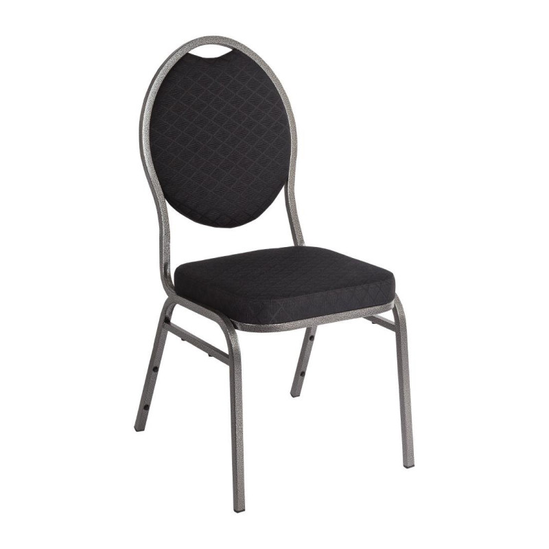Black Banquet Chair with Oval Backrest - Set of 4 - Bolero - Fourniresto Black Banquet Chair with Oval Backrest - Set of 4 - Bolero - Fourniresto