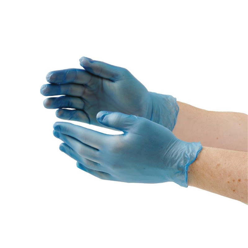 Gants Alimentaires en Vinyle Non Poudrés Bleus Taille S - Lot de 100 - Vogue - Fourniresto Gants Alimentaires en Vinyle Non Poudrés Bleus Taille S - Lot de 100 - Vogue - Fourniresto