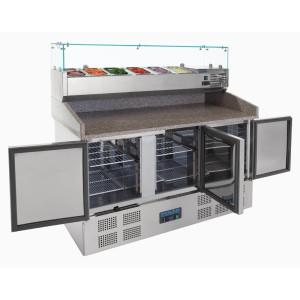 Šank za pripremu pizza s hlađenjem 3 vrata 368 L - Polar - Fourniresto