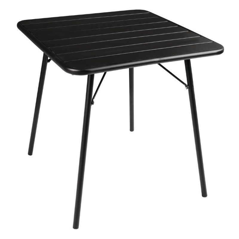 Black Square Steel Slatted Table 700 x 700 mm - Bolero - Fourniresto Black Square Steel Slatted Table 700 x 700 mm - Bolero - Fourniresto