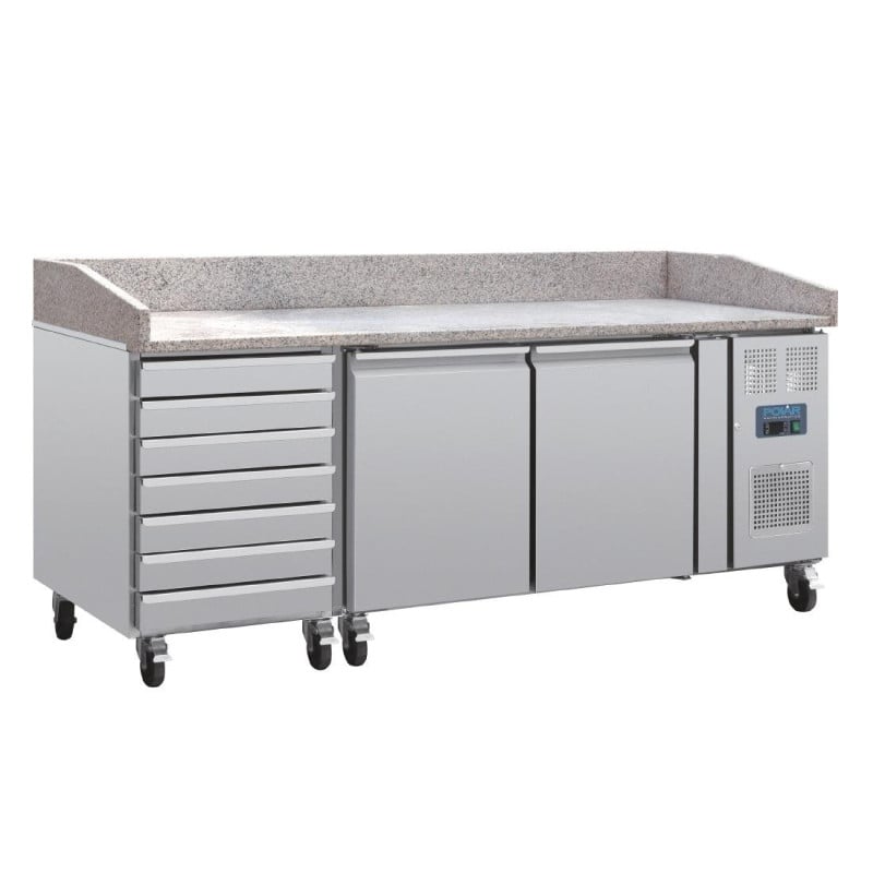 Pizza Counter with Marble Top - 2 Doors 7 Dough Drawers - U Series - Polar