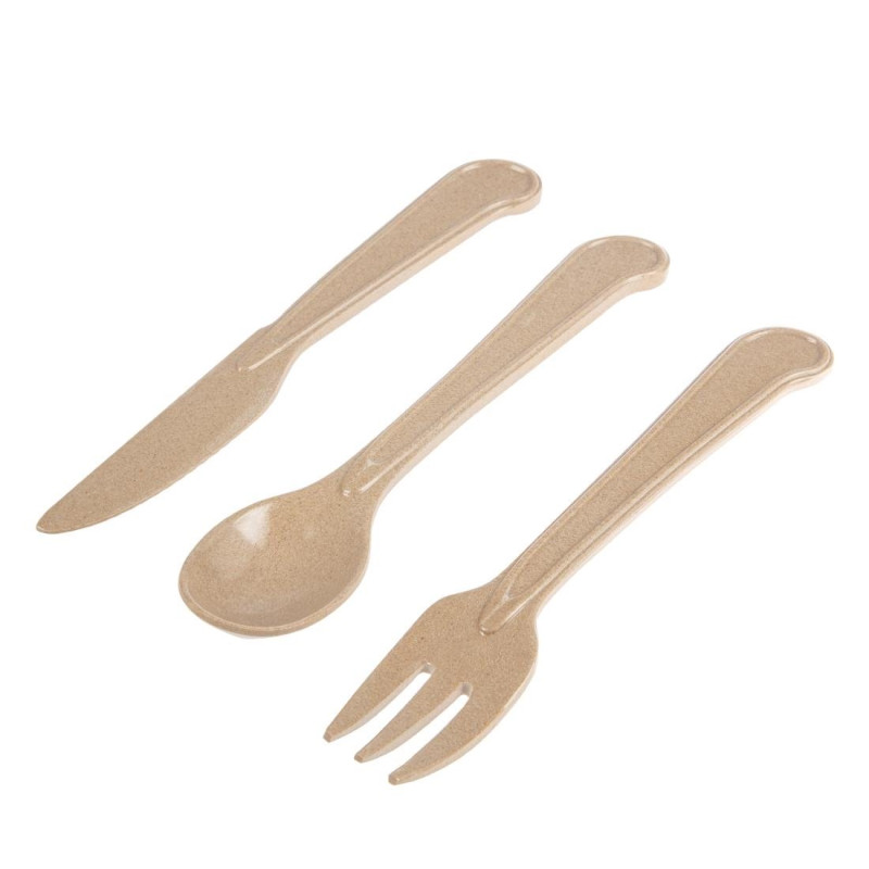 Set pribora za jelo od rižinih vlakana s vrećicom od jute - FourniResto - Fourniresto Set pribora za jelo od rižinih vlakana s vrećicom od jute - FourniResto - Fourniresto