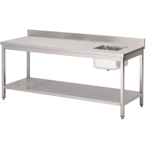Stol Šefa s desnim sudoperom i inox stražnjom pločom - Š 1400 x D 700 mm - Gastro M