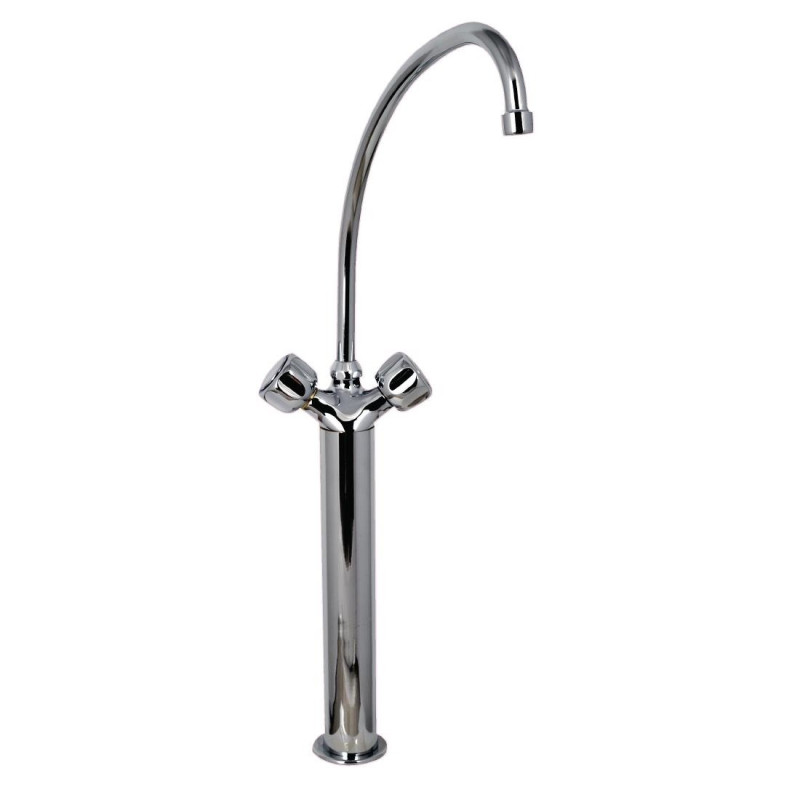 Miješalica za umivaonik jednoručna teška izvedba 3/4" s 2 pipa na stupu - L 400mm - FourniResto Miješalica za umivaonik jednoručna teška izvedba 3/4" s 2 pipa na stupu - L 400mm - FourniResto