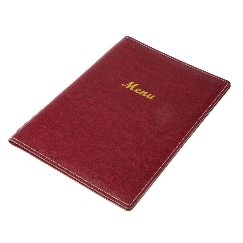 Protective Menu in Burgundy Faux Leather A4 - Olympia - Fourniresto Protective Menu in Burgundy Faux Leather A4 - Olympia - Fourniresto