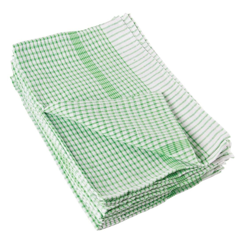 Green Cotton Dishcloths - Set of 10 - Vogue - Fourniresto Green Cotton Dishcloths - Set of 10 - Vogue - Fourniresto