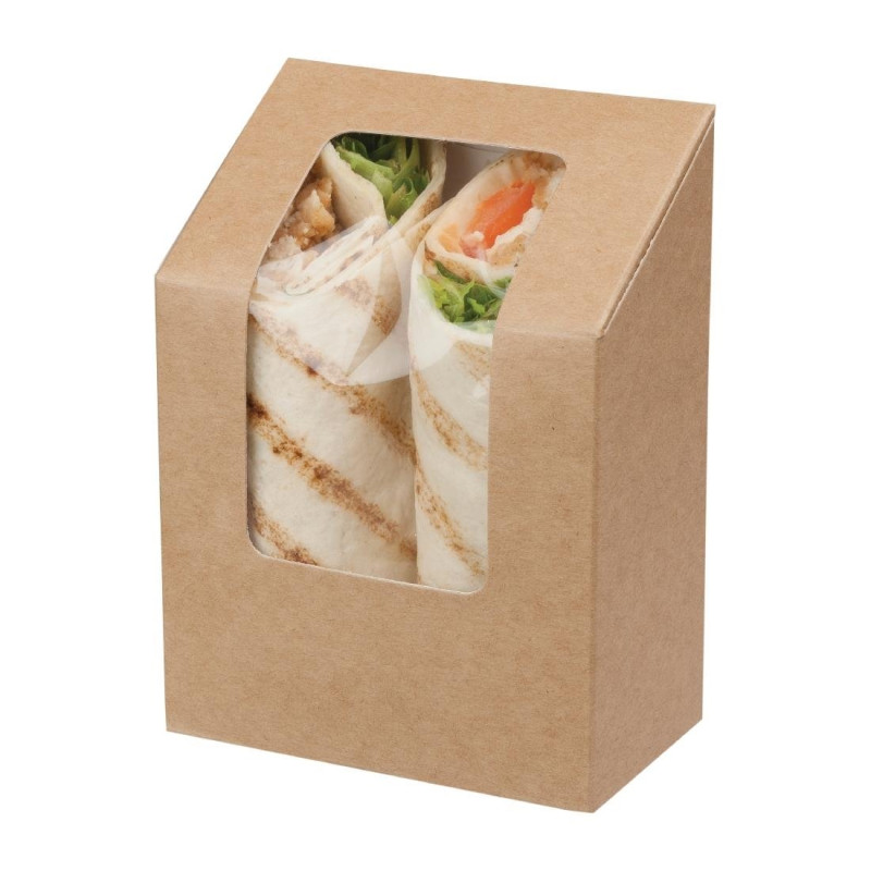 Kraft Compostable Tortilla Boxes with Acetate Window Zest - Pack of 500 - Colpac Kraft Compostable Tortilla Boxes with Acetate Window Zest - Pack of 500 - Colpac
