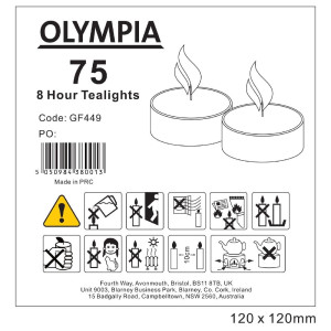 Čajne svijeće 8 sati Ø 40 mm - Paket od 75 - Olympia