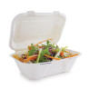 Posude za hranu od bagasa s poklopcem na šarkama - L 228mm - Paket od 200 - Vegware