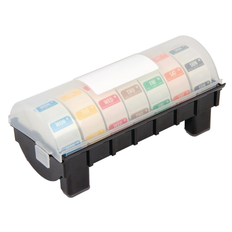 Kit Étiquettes Alimentaires Solubles Code Couleur et Distributeur Plastique - Lot de 7 Rouleaux - Vogue Kit Étiquettes Alimentaires Solubles Code Couleur et Distributeur Plastique - Lot de 7 Rouleaux - Vogue
