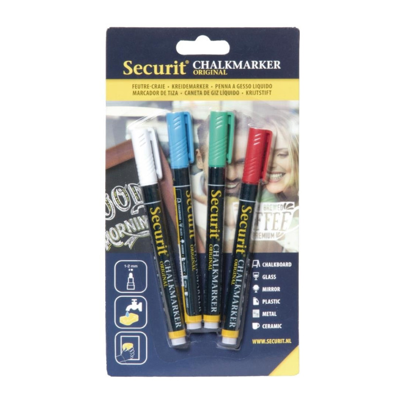 Asortiman tekućih krede - Paket od 4 - Securit - Fourniresto Asortiman tekućih krede - Paket od 4 - Securit - Fourniresto