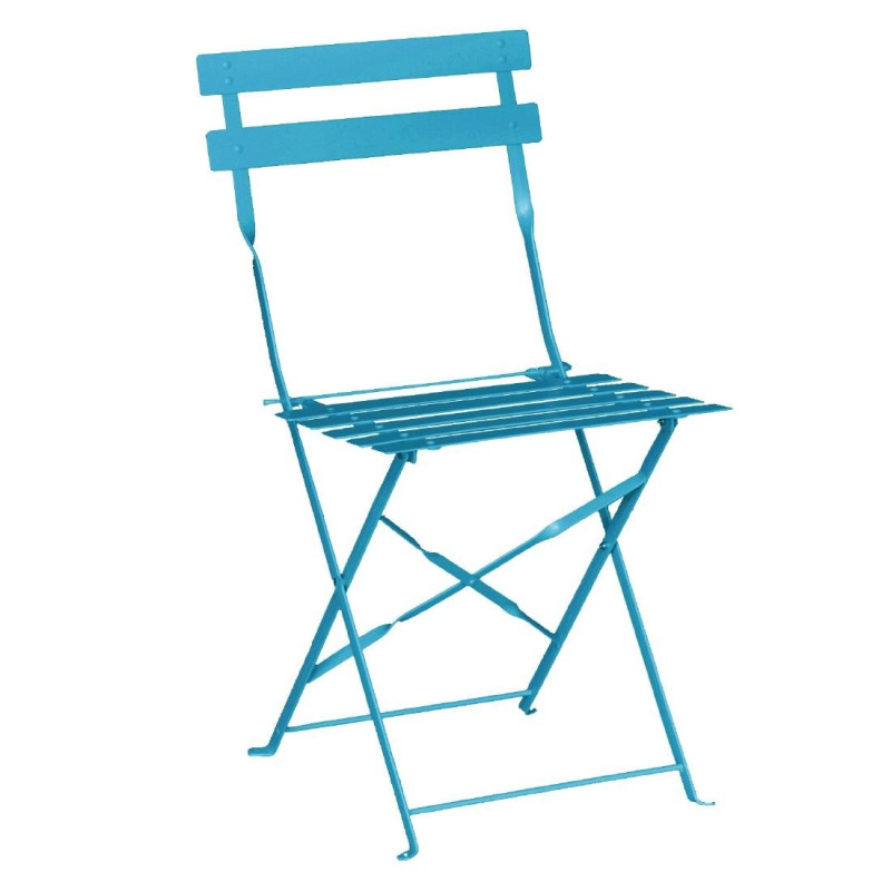 Steel terrace chairs - turquoise blue - Set of 2 - Bolero - Fourniresto Steel terrace chairs - turquoise blue - Set of 2 - Bolero - Fourniresto