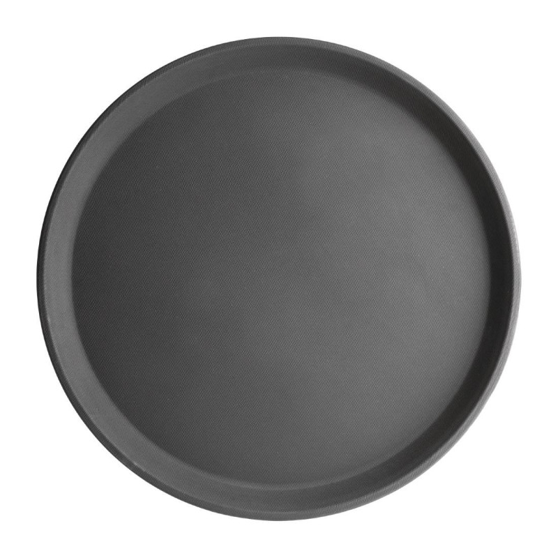 Plateau antidérapant en fibre de verre rond noir 356mm - Olympia KRISTALLON - Fourniresto Plateau antidérapant en fibre de verre rond noir 356mm - Olympia KRISTALLON - Fourniresto