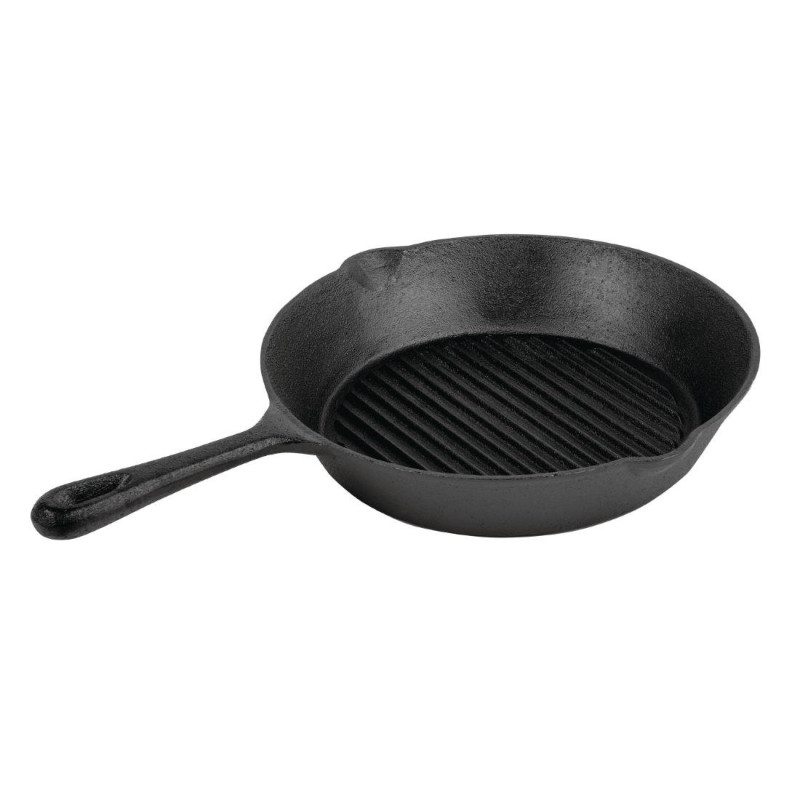 Poêle Grill Rainurée Ronde - Ø 267mm - Vogue Poêle Grill Rainurée Ronde - Ø 267mm - Vogue