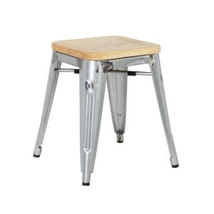 Čelične Bistro Stolice s Drvenim Sjedalom - Set od 4 - Bolero