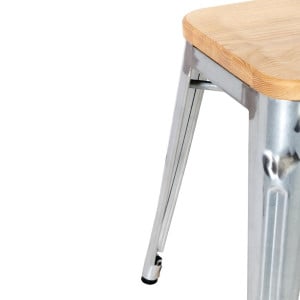 Čelične Bistro Stolice s Drvenim Sjedalom - Set od 4 - Bolero