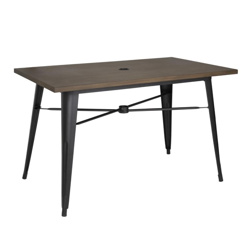 Table d'extérieur bois noir Bolero : Esthétique bois, robustesse aluminium pour vos espaces extérieurs professionnels. Table d'extérieur bois noir Bolero : Esthétique bois, robustesse aluminium pour vos espaces extérieurs professionnels.