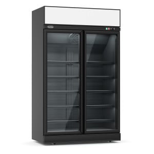 Vitrina za pića Crna CombiSteel - 1000 L, Staklena vrata i LED osvjetljenje