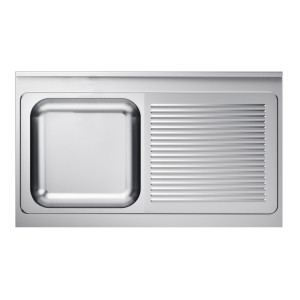 Sudoper 1 korito i ocjedna ploha desno s leđnim dijelom - L 1200 x P 600 mm - CombiSteel