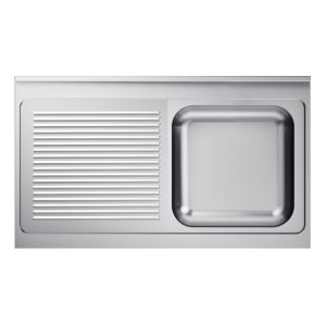 Sudoper 1 korito i ocjedna ploha lijevo s pozadinskom pločom - L 1200 x P 700 mm - CombiSteel