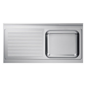 Évier 1 Bac et Egouttoir à Gauche avec Dosseret - L 1400 x P 700 mm - CombiSteel