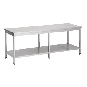 Stol od nehrđajućeg čelika s policom - L 2400 x P 700 mm - CombiSteel