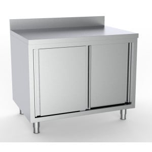 Meuble Inox Bas à 2 Portes avec Dosseret - L 1400 x P 600 mm - CombiSteel