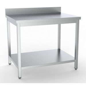 Stol od nehrđajućeg čelika s naslonom i policom - L 1400 x P 600 mm - CombiSteel