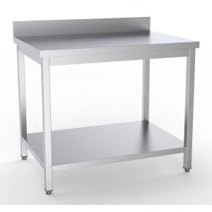 Stol od nehrđajućeg čelika s naslonom i policom - L 900 x P 600 mm - CombiSteel