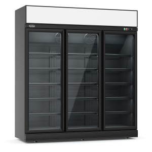 Black Negative Refrigerated Display Case - 3 Glass Doors - 1480 L - CombiSteel