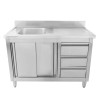 Meuble Plonge 1 Bac avec Dosseret - 1200 x 600 mm - Bac à Gauche - Dynasteel